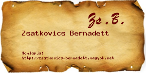 Zsatkovics Bernadett névjegykártya